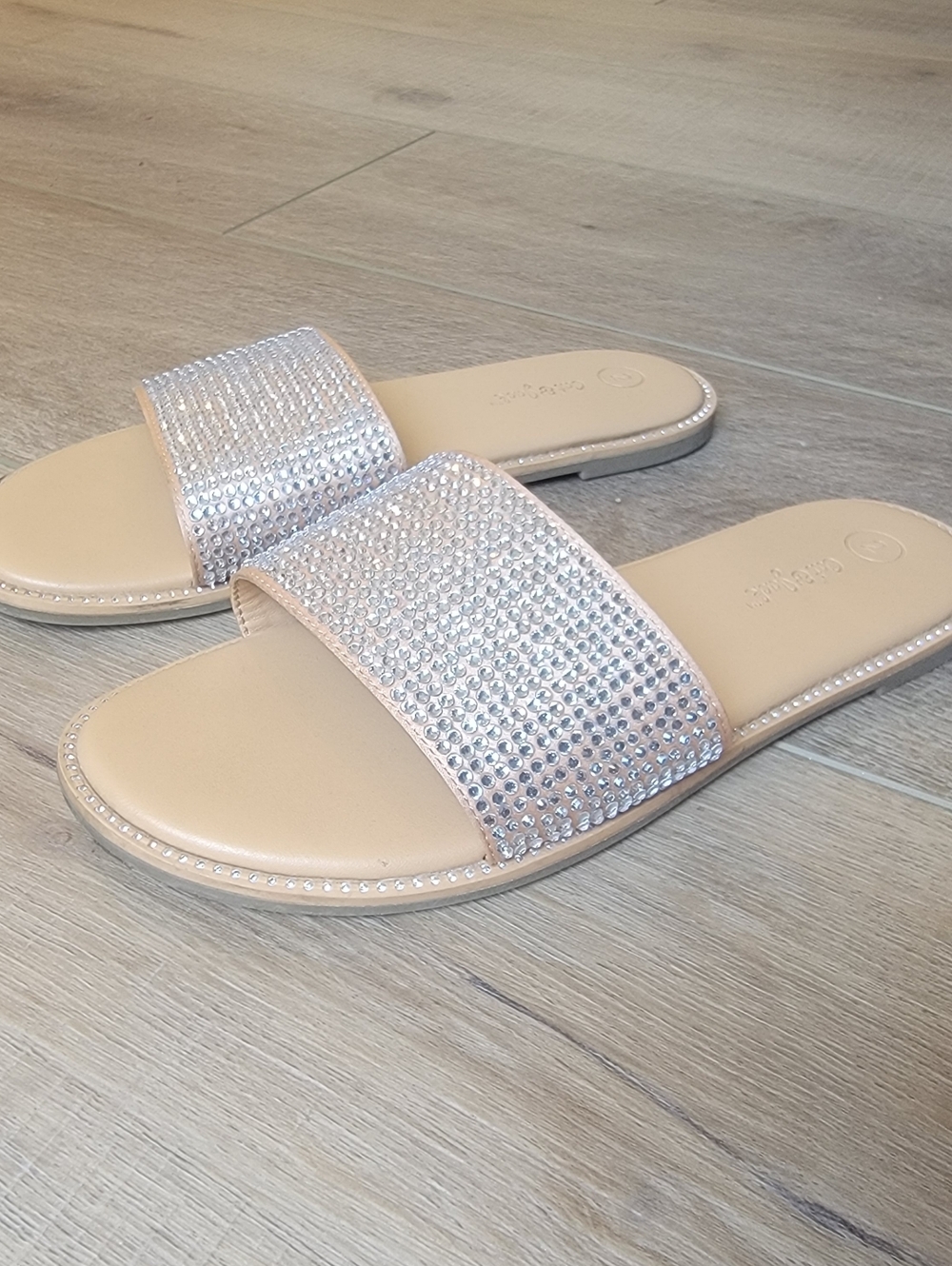 Cat & Jack Girls Rhinestone Slide Sandals - Size 2